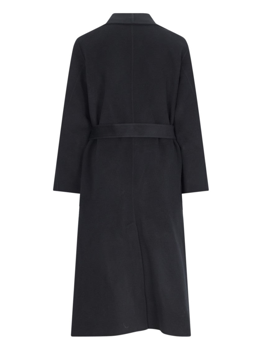 Ivy & Oak Carrie Rose Black Wool Coat With Draped Collar