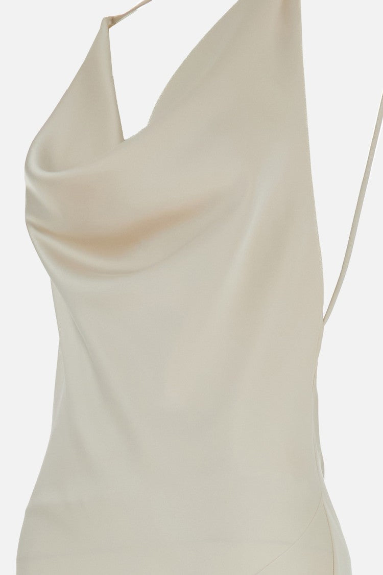 The Andamane Cream Vera Satin Maxi Dress