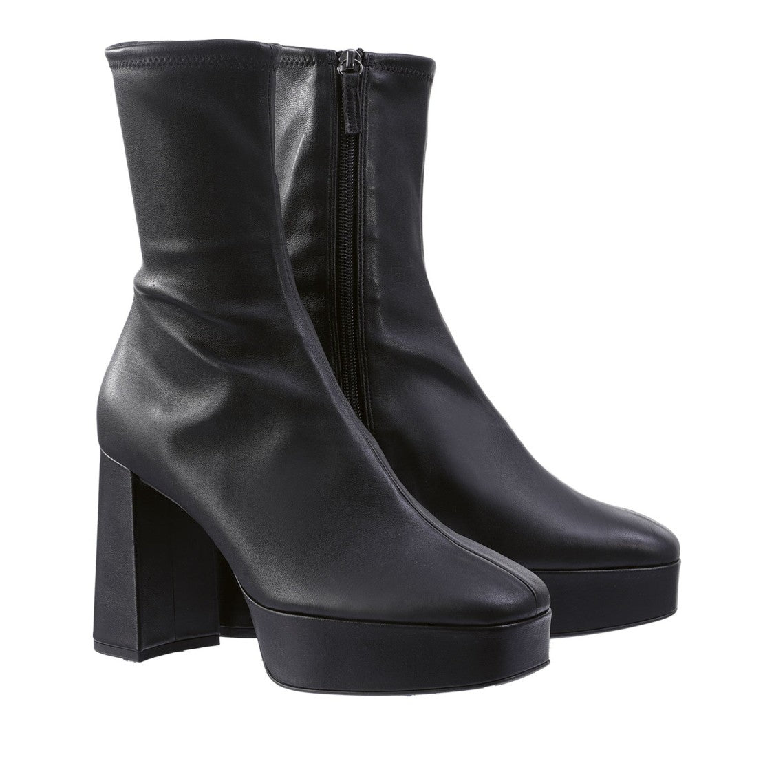 Högl Black Cora Sleek High Block Heel Leather Ankle Boots