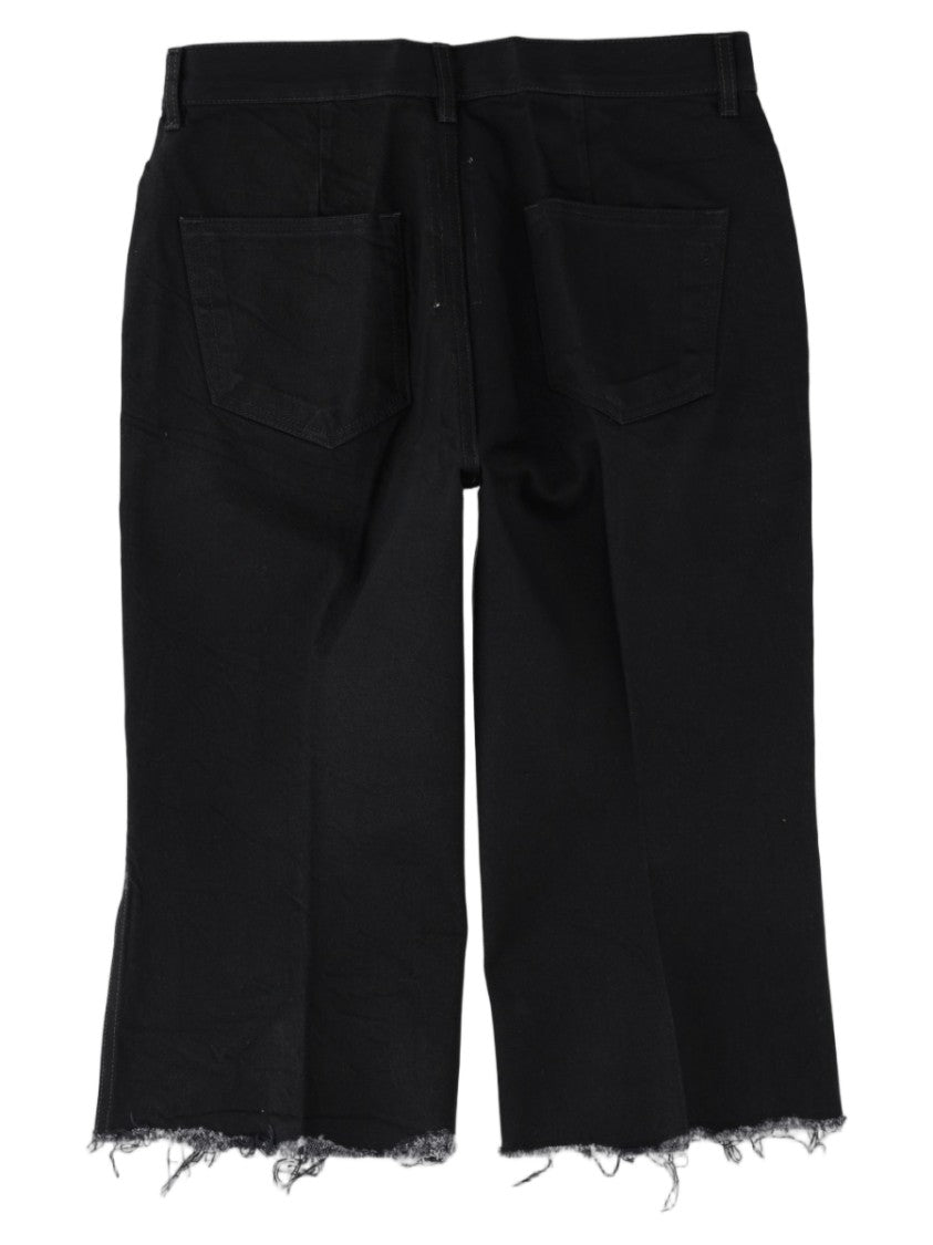Rick Owens Black Frayed Hem Denim Shorts