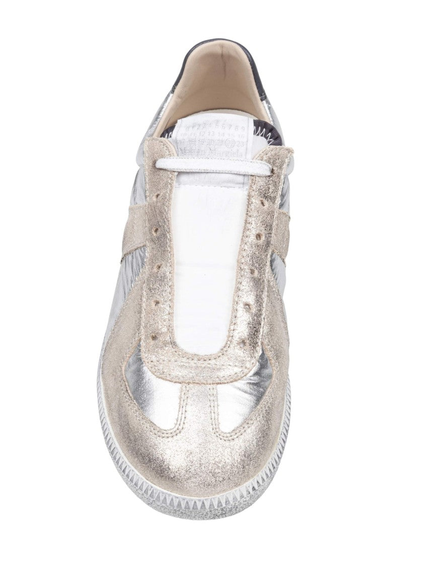 Maison Margiela Replica Sneakers In Metallic Leather And Suede