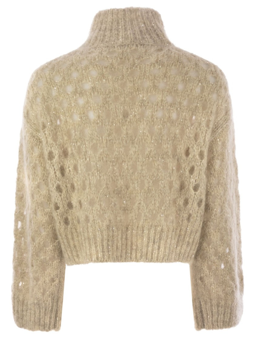 Brunello Cucinelli Dazzling Net Turtleneck Sweater