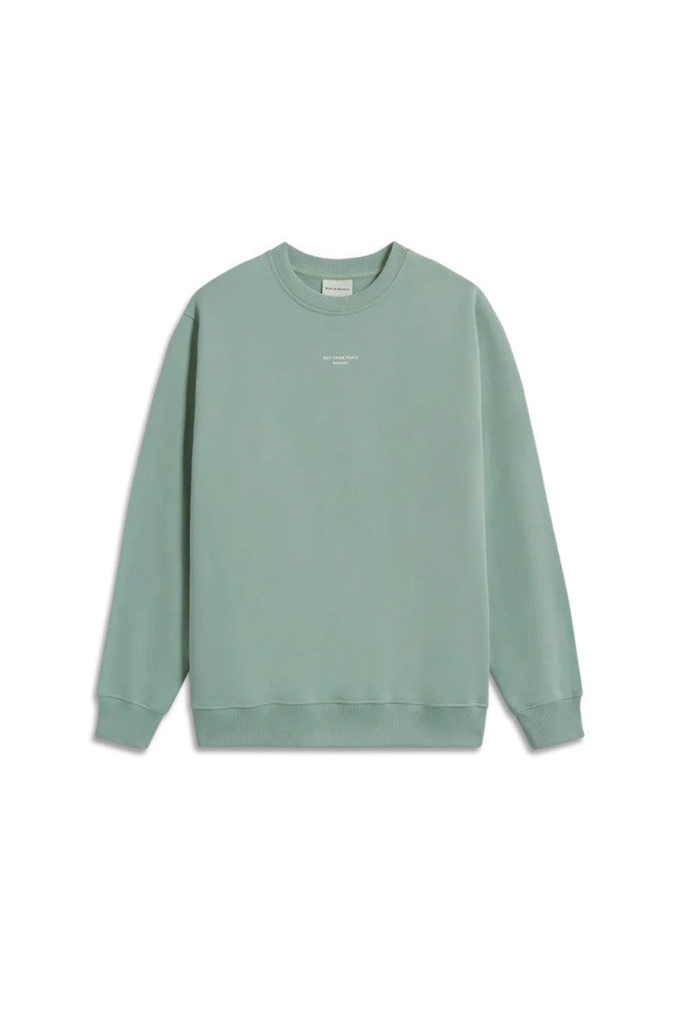 Drôle De Monsieur Water Green Embroidered Slogan French Terry Cotton Sweatshirt