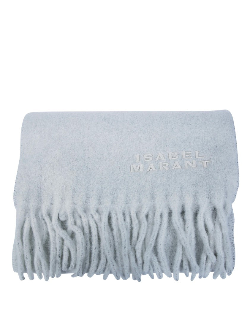 Isabel Marant Firny-Gz Plush Grey Fringed Scarf