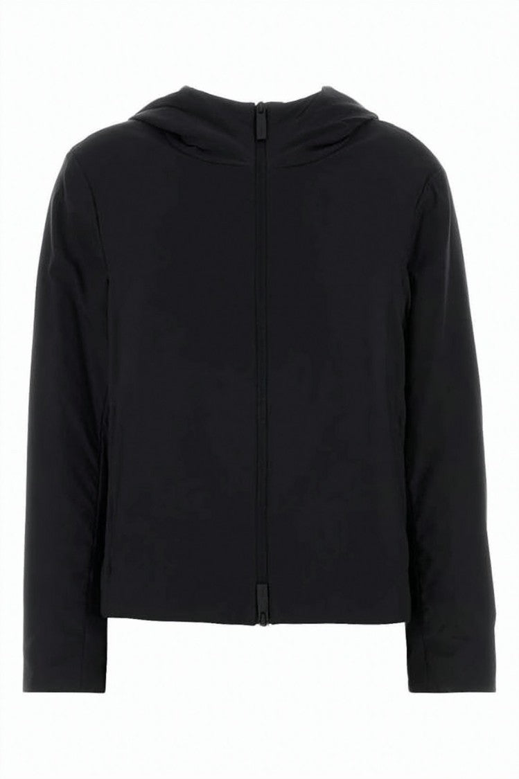 Herno Cropped Functional Jacket With Front Zipper And Hood