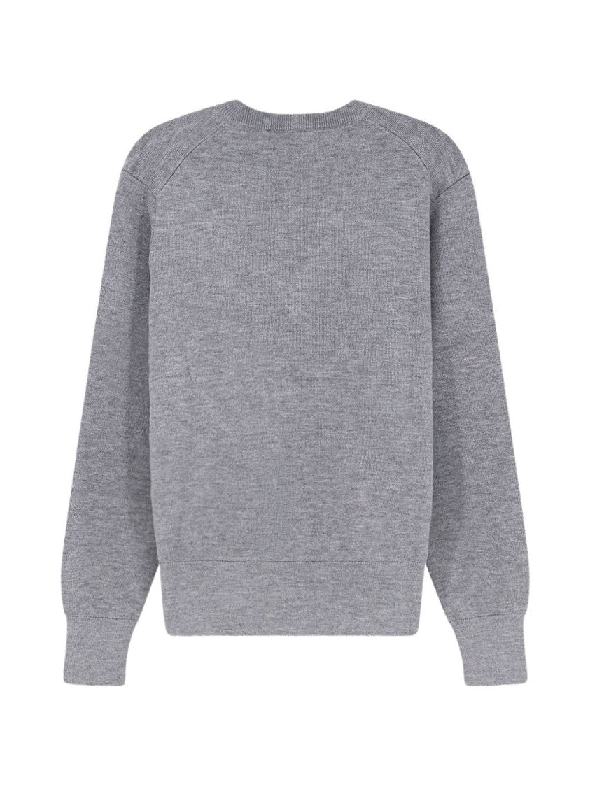 Ami Paris Button-Up Cardigan Sweater With V-Neckline And Ribbed Cuffs