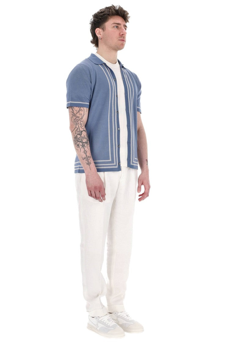 Drumohr Vertical Stripe Cotton Polo-Shirt