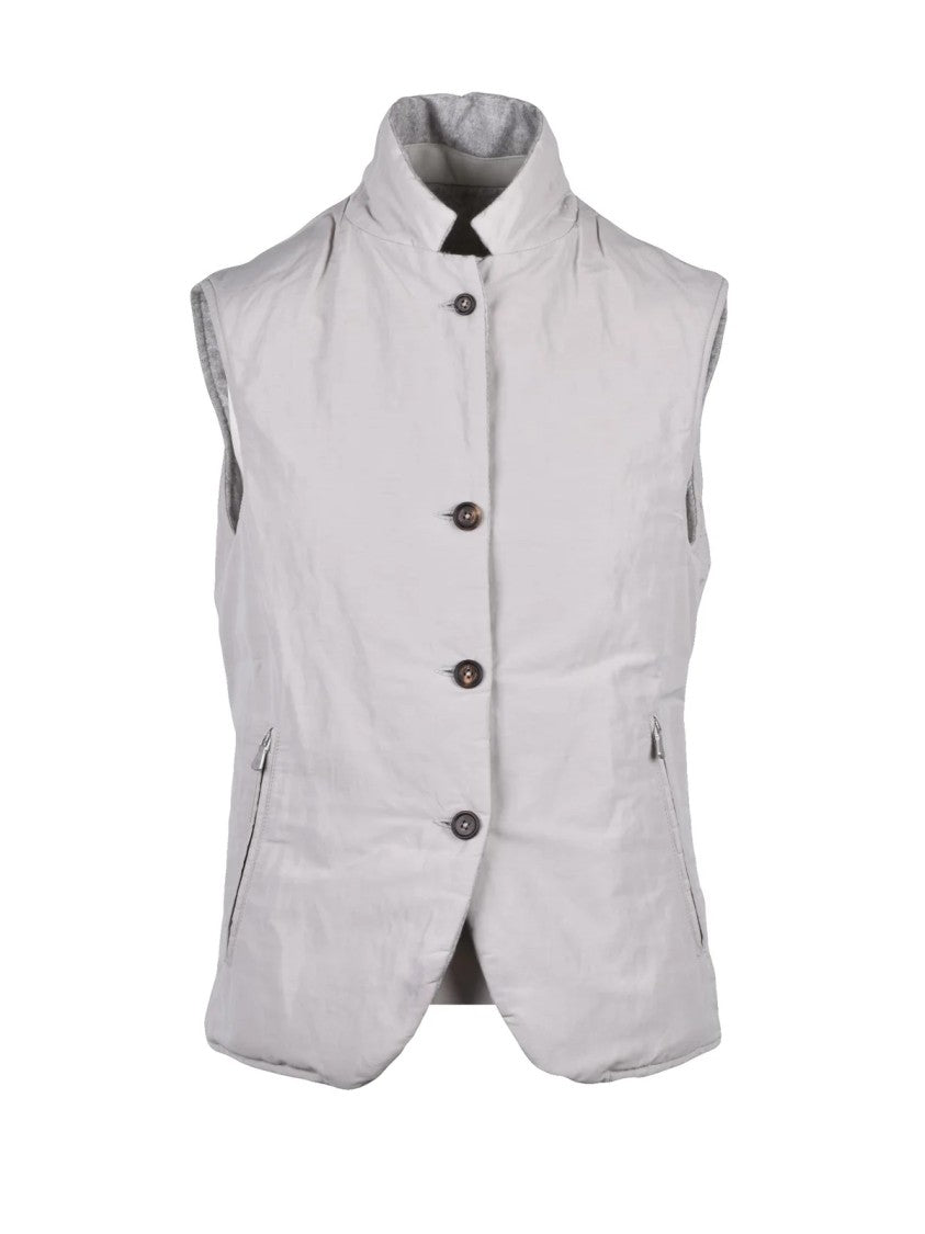 Eleventy Grey Silk Cashmere Flannel Vest
