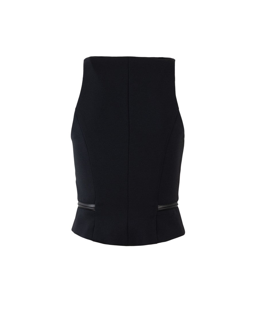 Elisabetta Franchi Black Double Crêpe Top With Zip Details