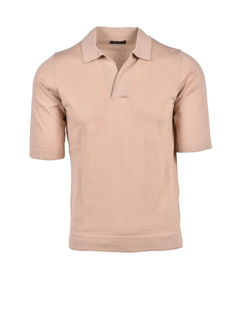 Ballantyne Beige Refined Texture Cotton Knit Polo Shirt
