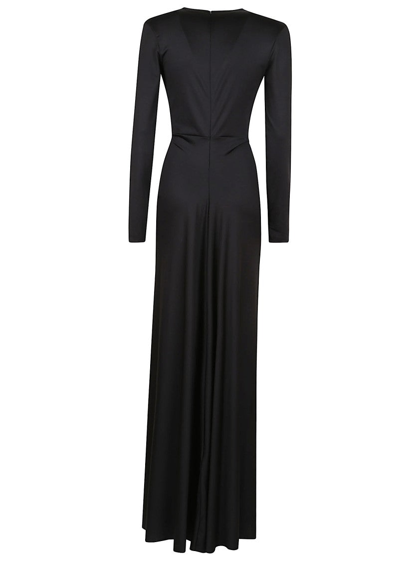 Victoria Beckham Long Sleeve Deep V-Neck Gown