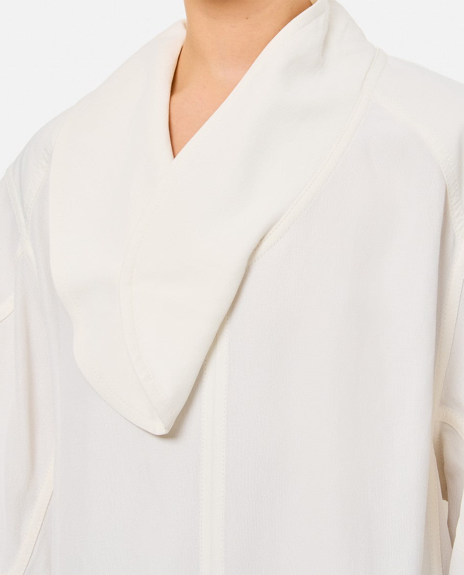 Bottega Veneta Wide Blouse With V-Neck And Ruffle Details