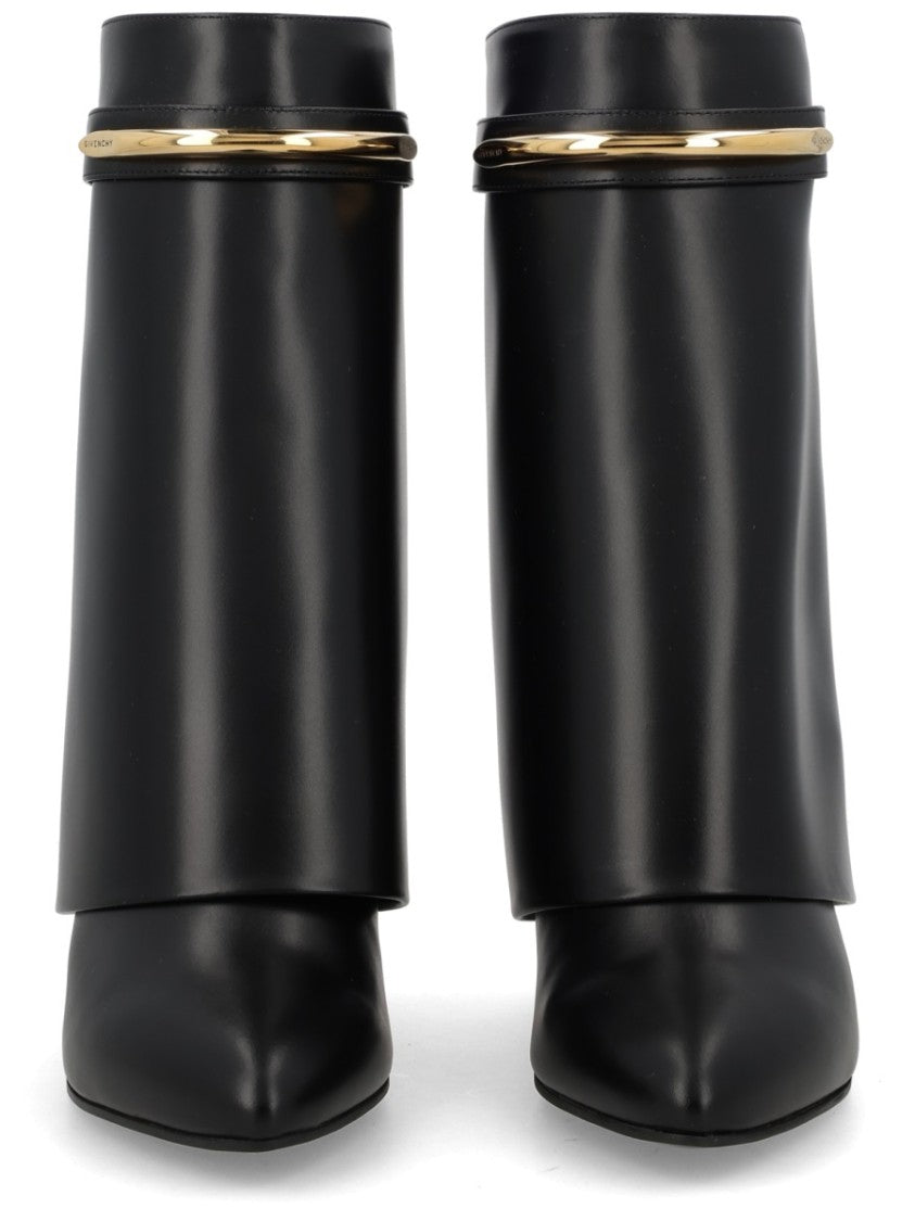 Givenchy Shark Pinch Folded Concealed Wedge Calf Leather Ankle Boots