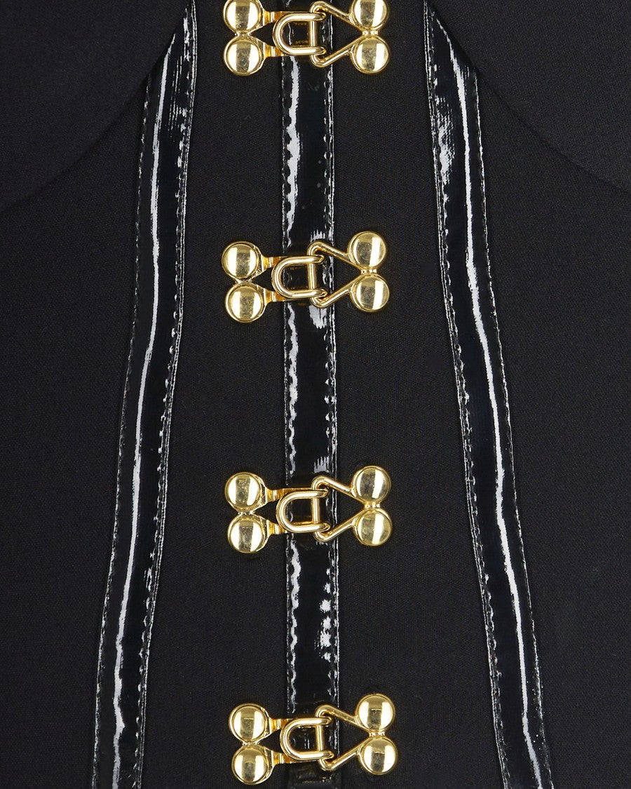 Elisabetta Franchi Black Neoprene Corset Detail Top