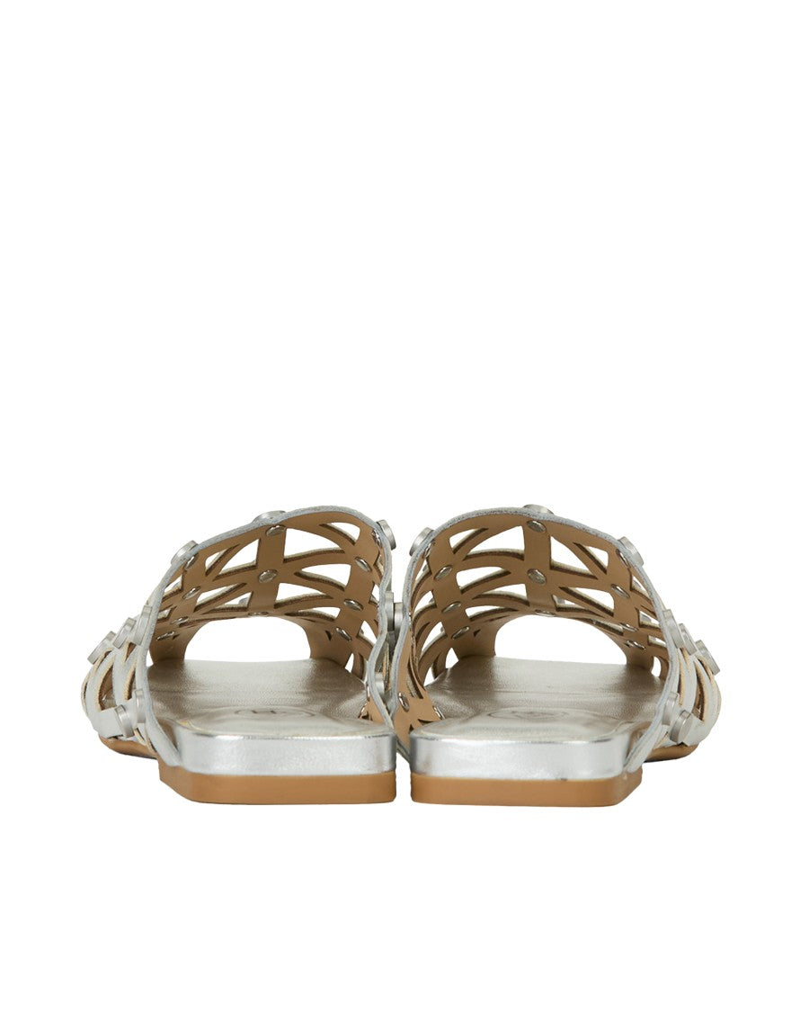Ash Bone Silver Traforata Slip-On Flats