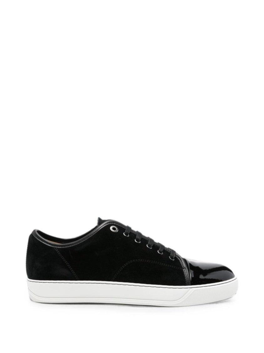 Lanvin Black Suede Patent Leather Sneakers