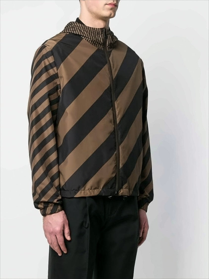 Fendi Cropped Jacket With Bold Diagonal Stripe Pattern