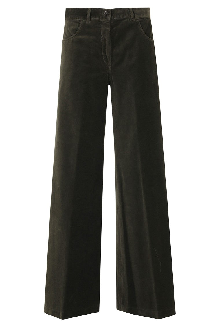 Aspesi Military Mod 0156 Velvet-Finish Wide-Leg Cotton Pants