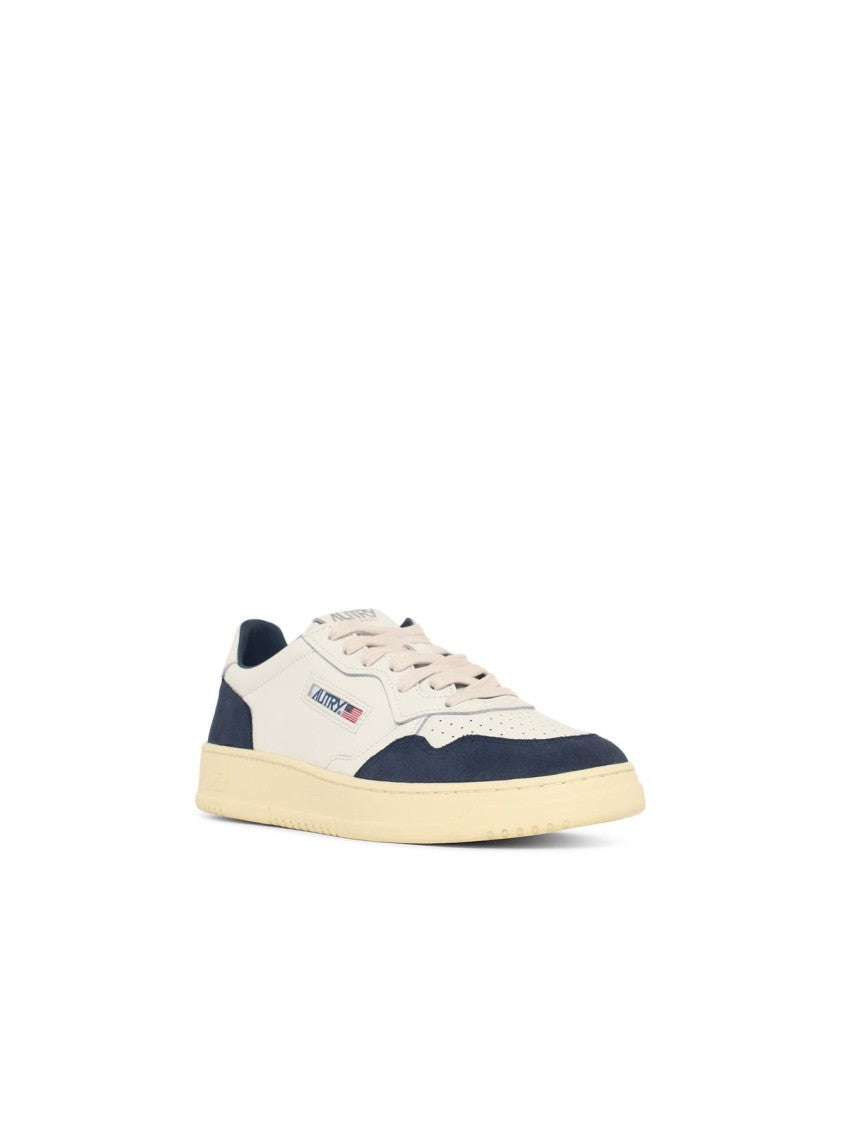 Autry 'Medalist Low' White And Blue Leather Sneakers