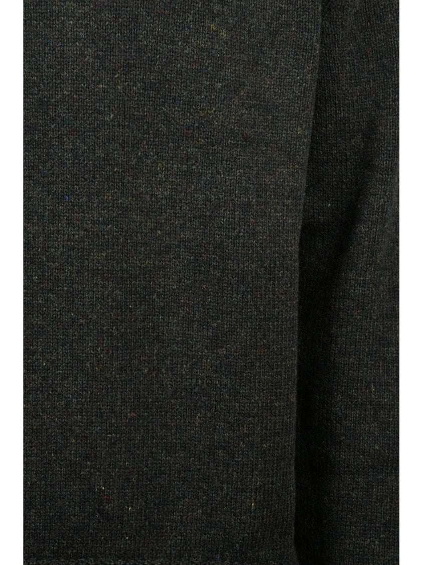 Maison Margiela Textured Knit Crewneck Sweater With Distinctive Suede Elbow Patches