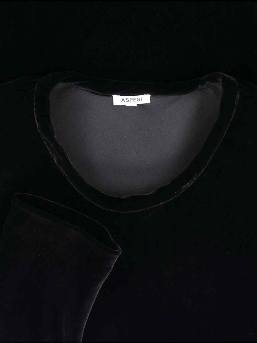 Aspesi Midi Dress With Round Neckline And Flared Hem