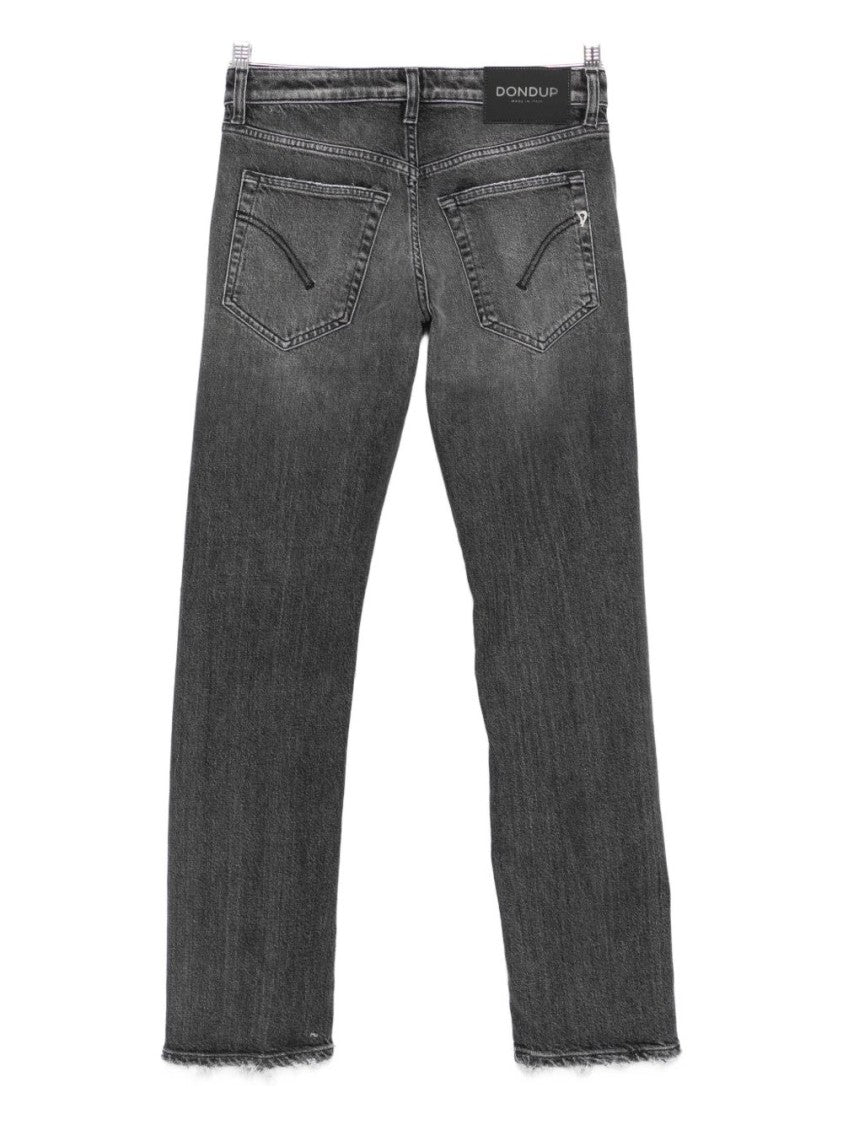 Dondup Straight-Leg Black Jeans With Subtle Distressing