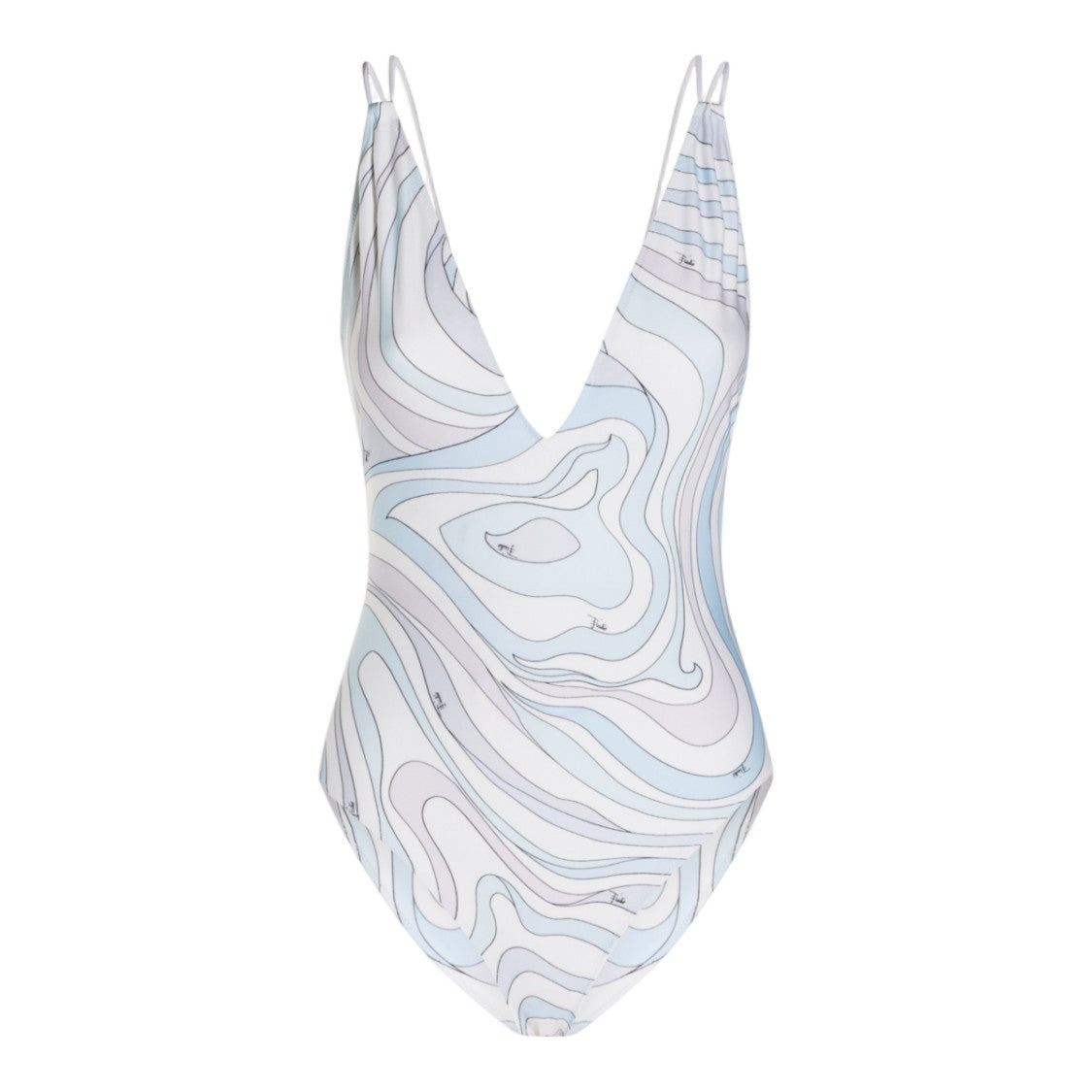 Emilio Pucci Abstract Pattern One-Piece Swimsuit With Deep V-Neckline