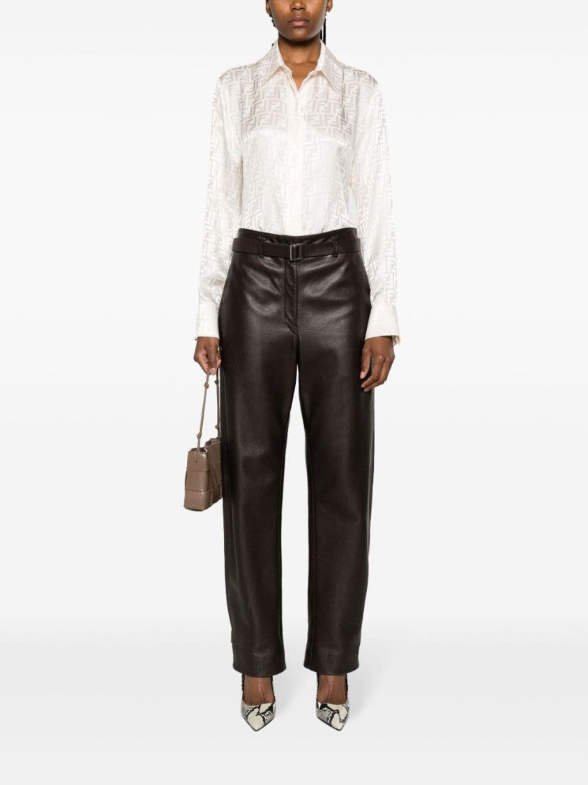 Fendi White Jacquard Shirt With Tonal Monogram Design