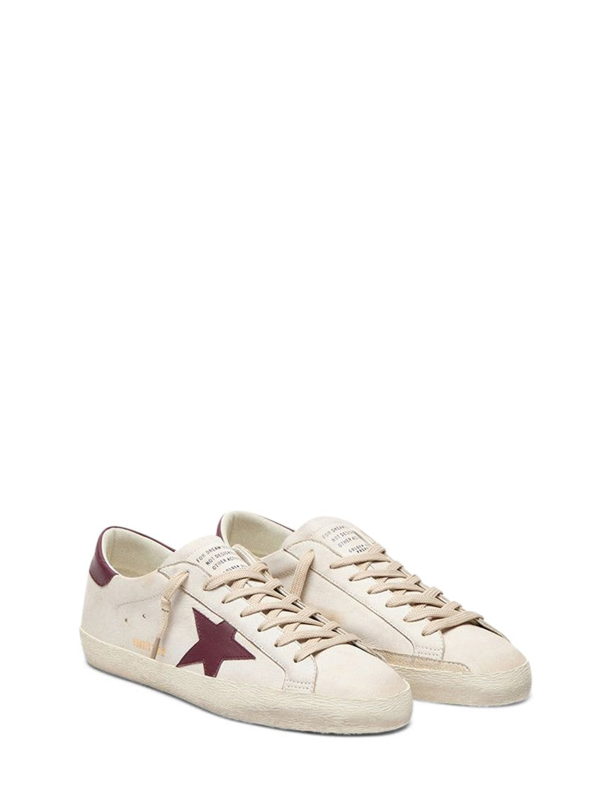 Golden Goose Low-Top Leather Sneakers With Burgundy Accents