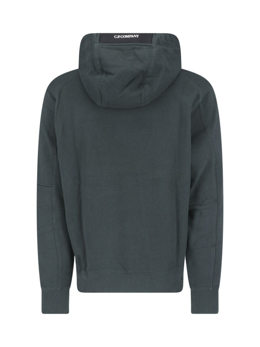C.P. Company Green Diagonal Raised Cotton Hoodie