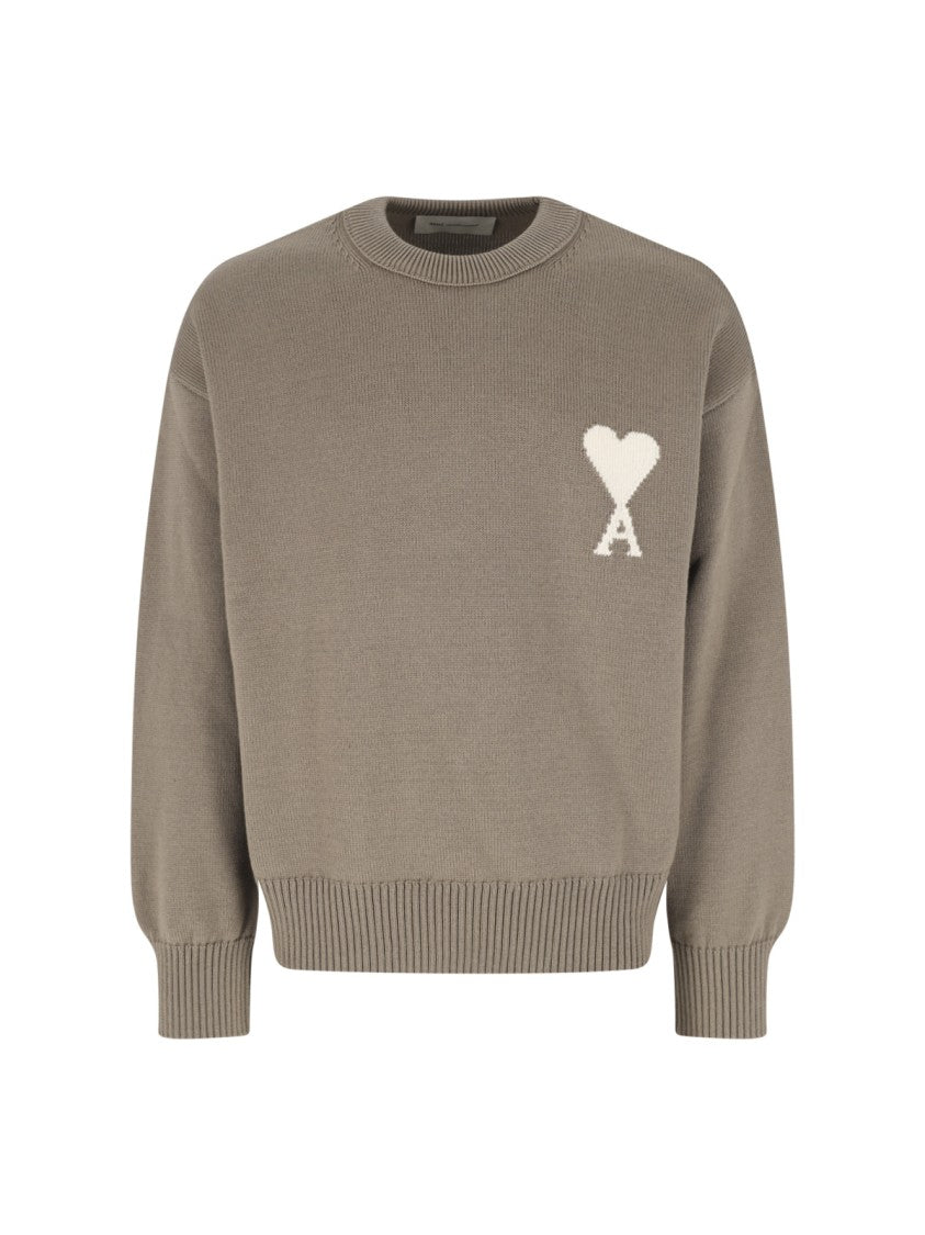 Ami Paris Beige Ami De Coeur Cotton Sweater