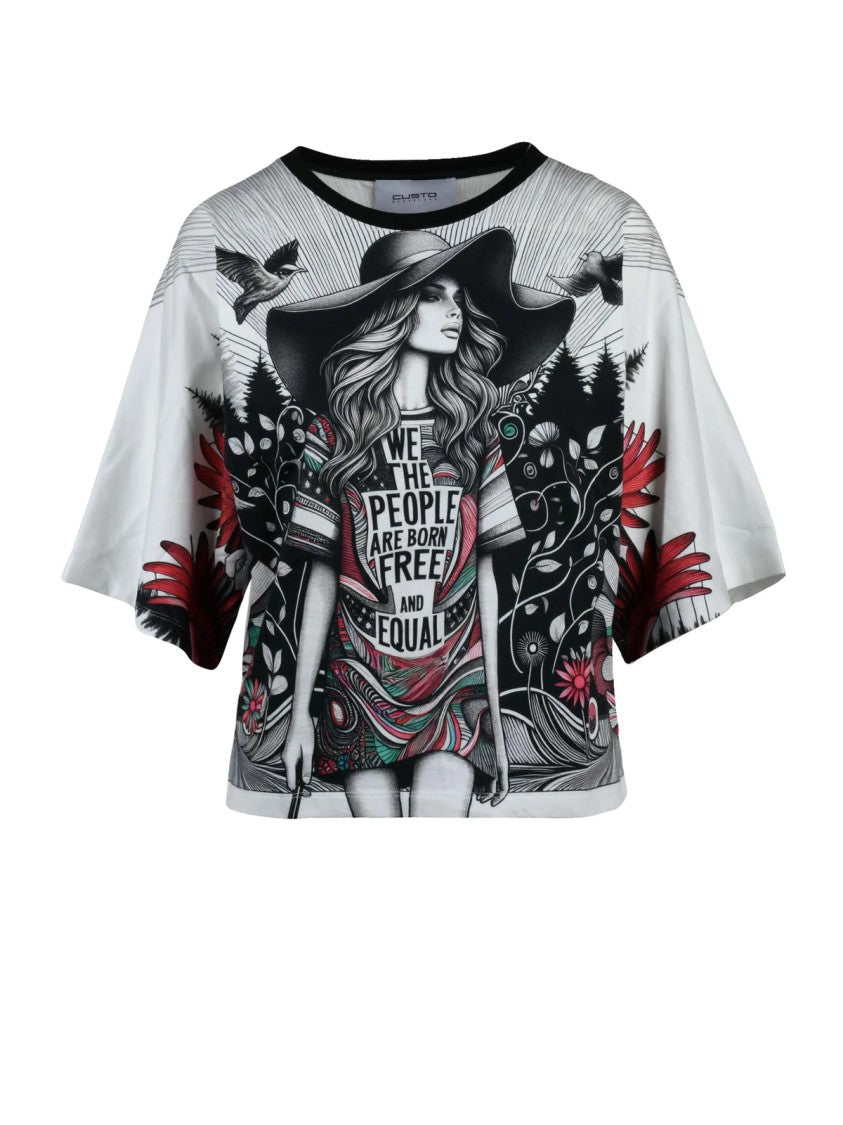 Custo Barcelona Black White Cotton T-Shirt