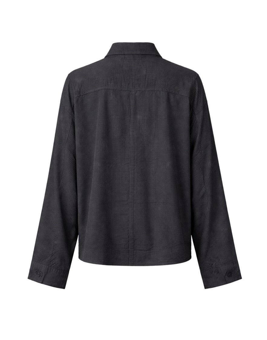 Transit Women’S Oversize Shirt In Cotton Linen Stripe Anthracite
