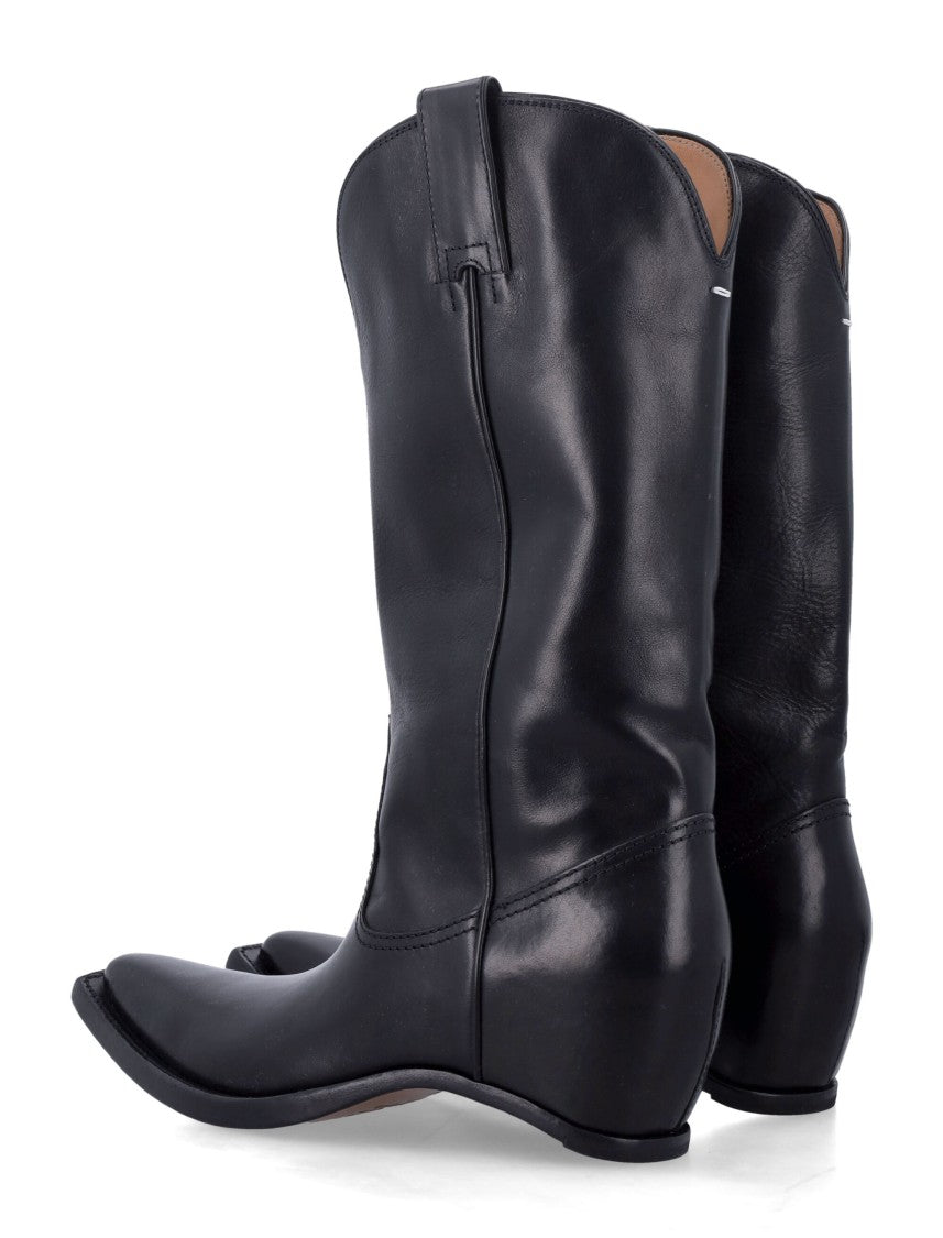 Maison Margiela Sculptural Western Worn Leather Boots