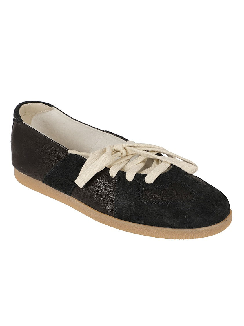 Maison Margiela Rounded Toe Flats With Smooth And Suede Leather Panels
