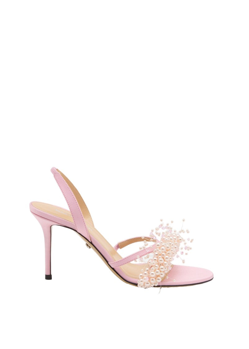Mach & Mach Floating Pearl Pink Satin Sandals (85Mm)