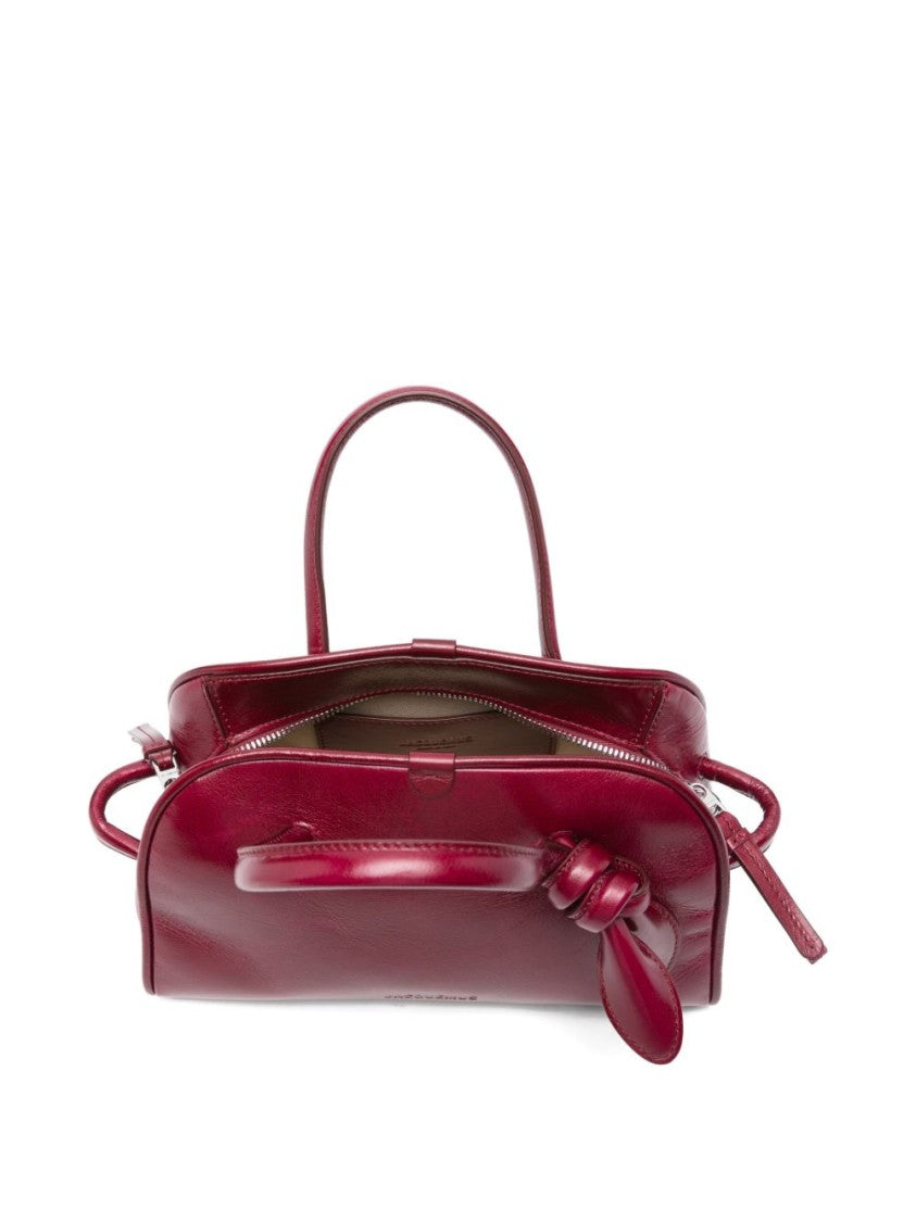 Jacquemus Curved Silhouette Burgundy Top Handle Handbag