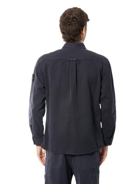 Stone Island Black Long-Sleeve Button-Up Shirt With Chest Pockets