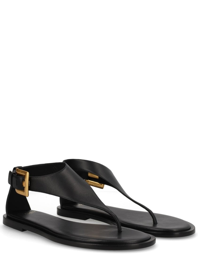 Balmain Flat Sole Ankle Strap Sandals