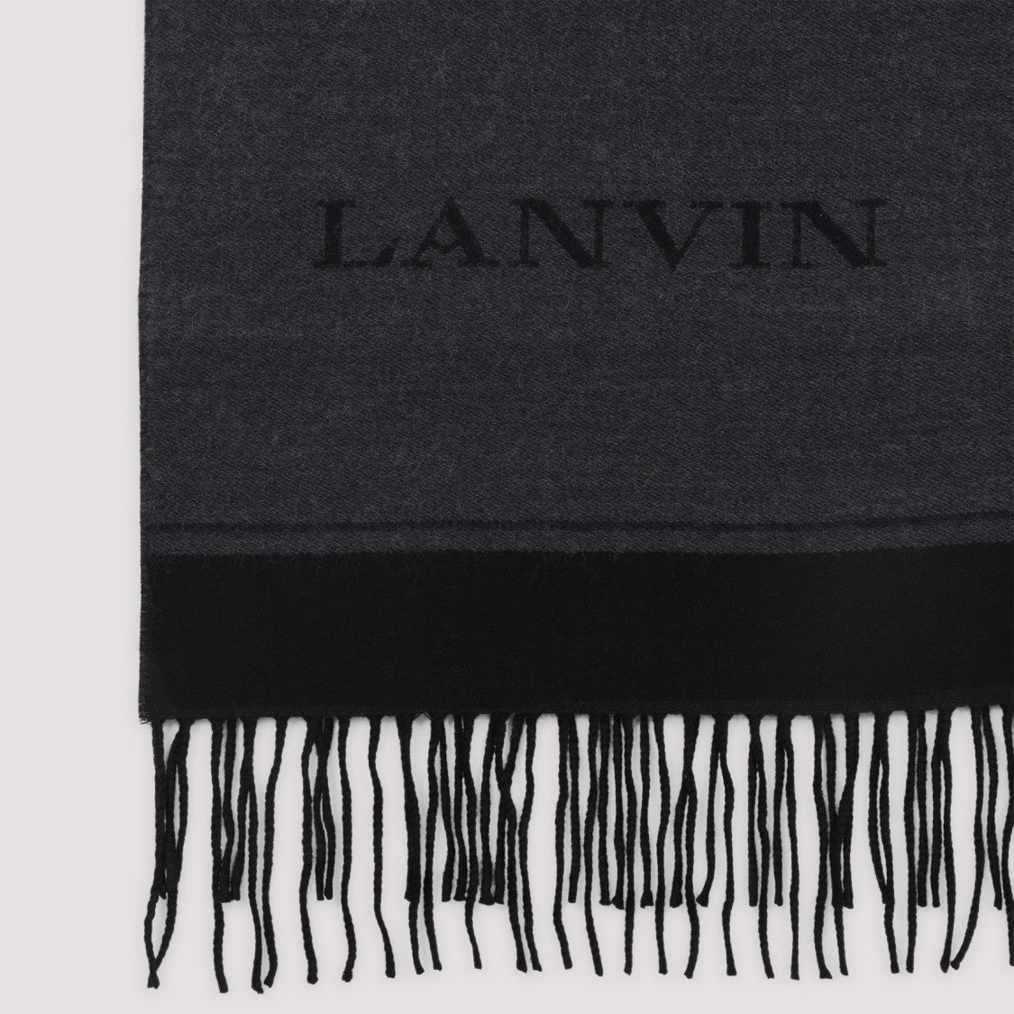 Lanvin Textured Black Virgin Wool Scarf