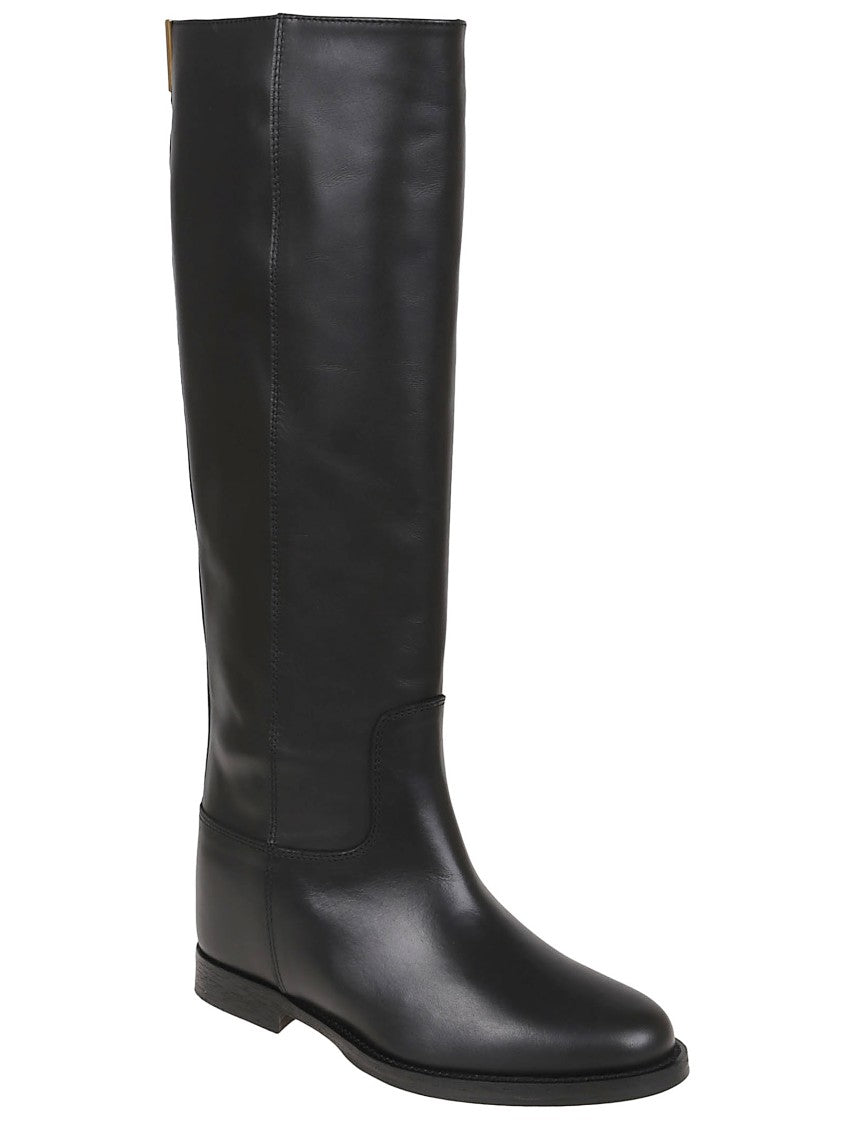 Via Roma 15 Smooth Leather Internal Wedge Knee-High Boots