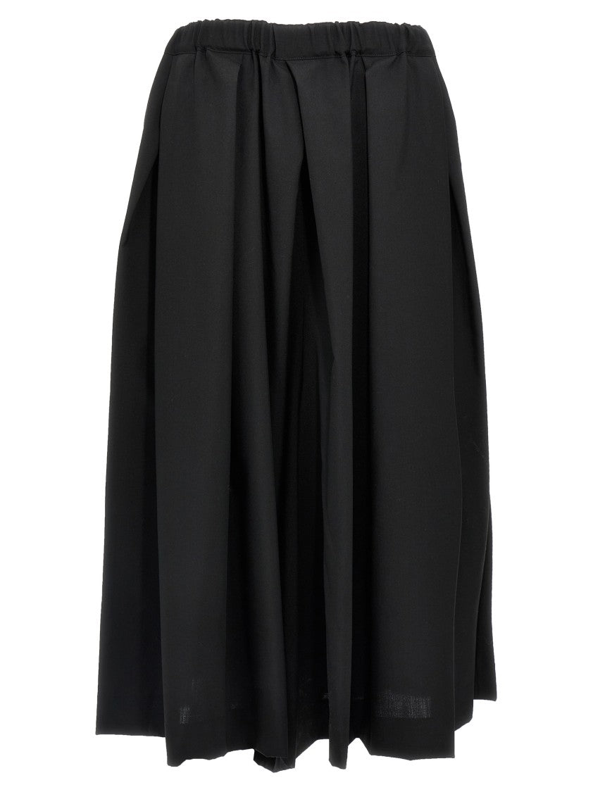 Comme Des Garçons Extra Wide Leg Wool Trousers With Elastic Waistband