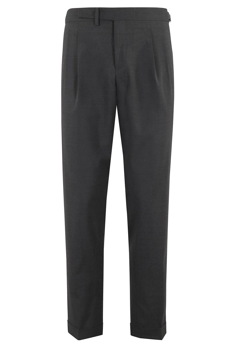 Briglia Tapered Wool Blend Trousers With Adjustable Side Buckles