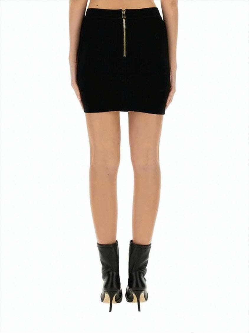 Balmain Fitted Mini Skirt With Gold Button Detail