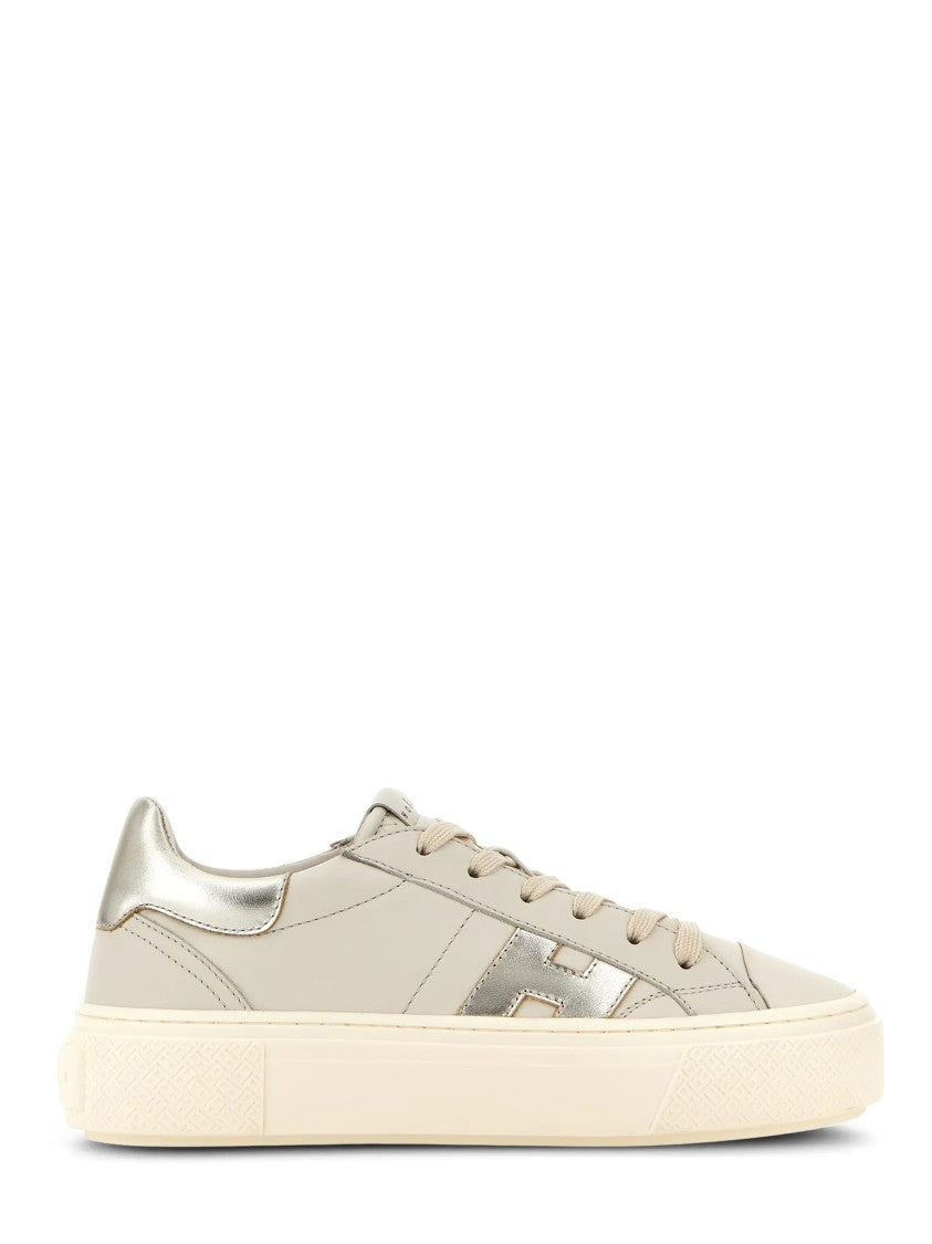 Hogan Metallic Accent Low-Top Leather Sneakers