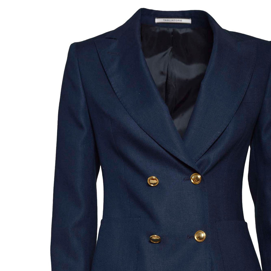 Tagliatore J-Coral Double-Breasted Jacket In Blue Linen