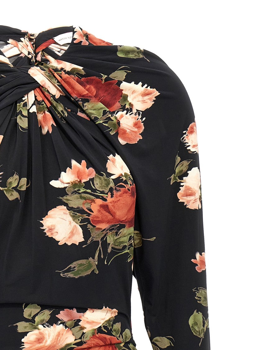 Magda Butrym Floral Print Mini Dress With Cut-Out Details