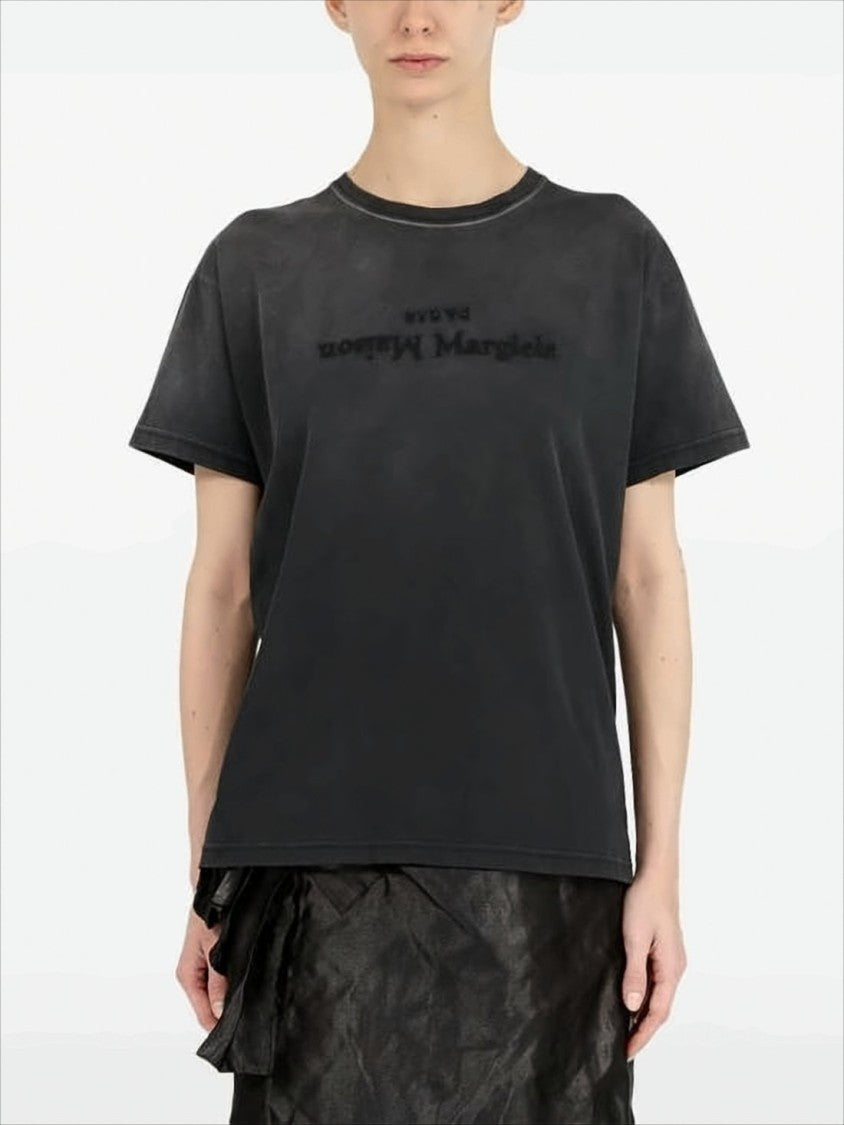 Maison Margiela Boxy-Fit Black Cotton T-Shirt With Tonal Logo