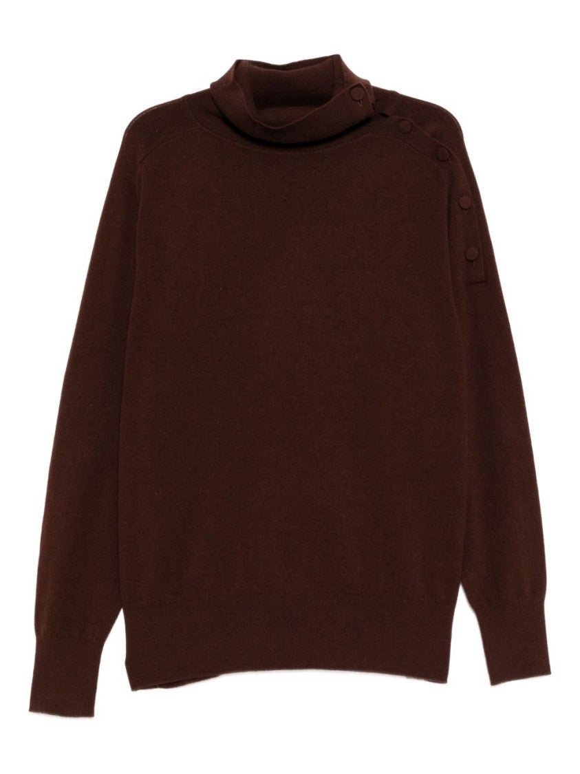Dries Van Noten Relaxed Oversized Brown Sweater With Turtleneck
