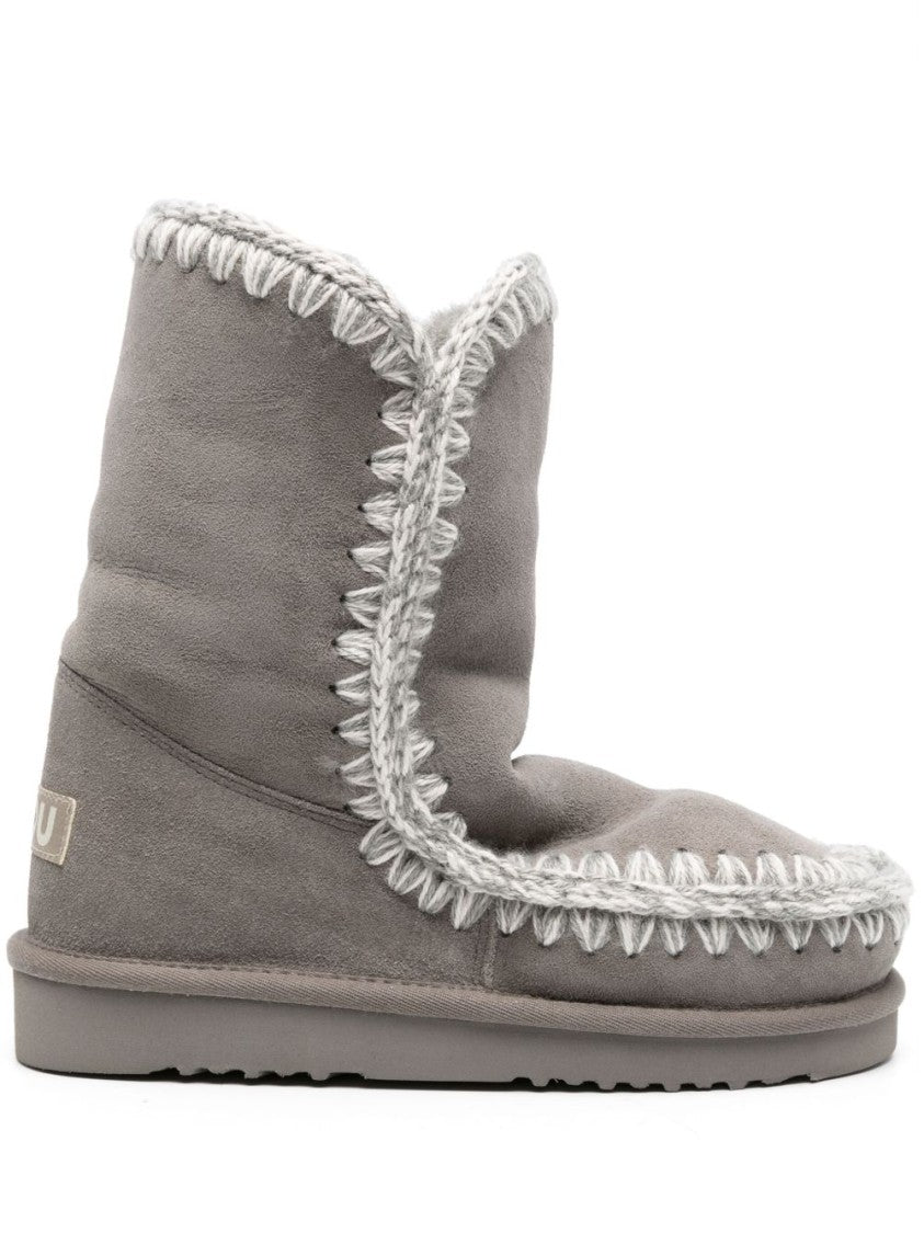 Mou Grey Ankle Boots With Plush Sheepskin Lining